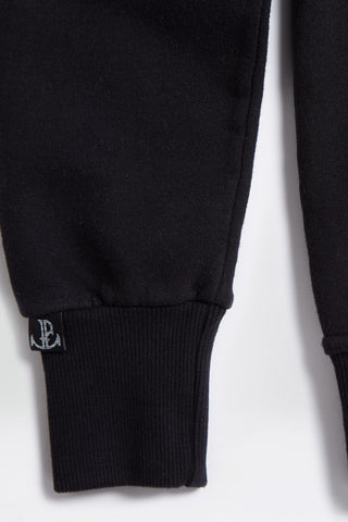 Plain black hoodie sleeve detail