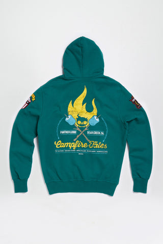 Green fire tales hoodie back logo