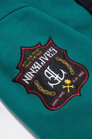 Green fire tales hoodie sleeve detail