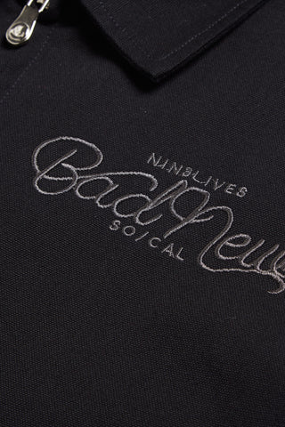 Bad News jacket logo embroidered text