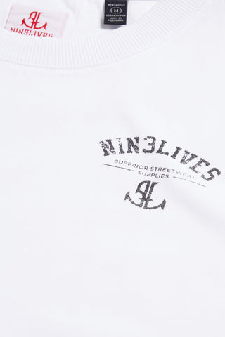 Simple white tee front logo detail