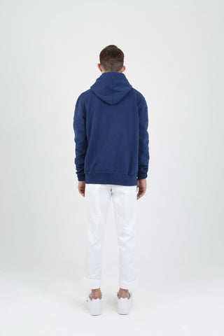 plain blue hoodie back men