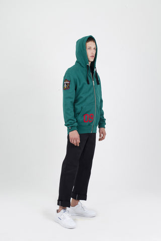 green fire hoodie side men