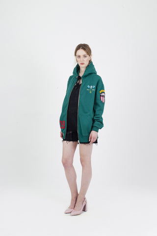 green fire hoodie women