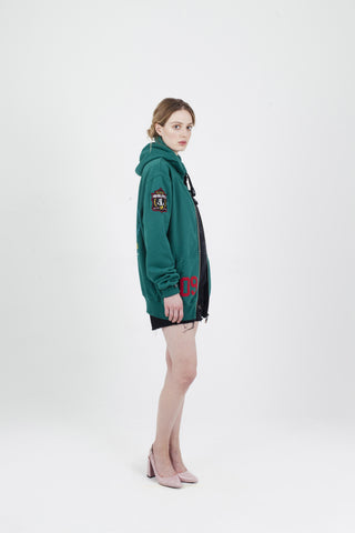 green fire hoodie side women